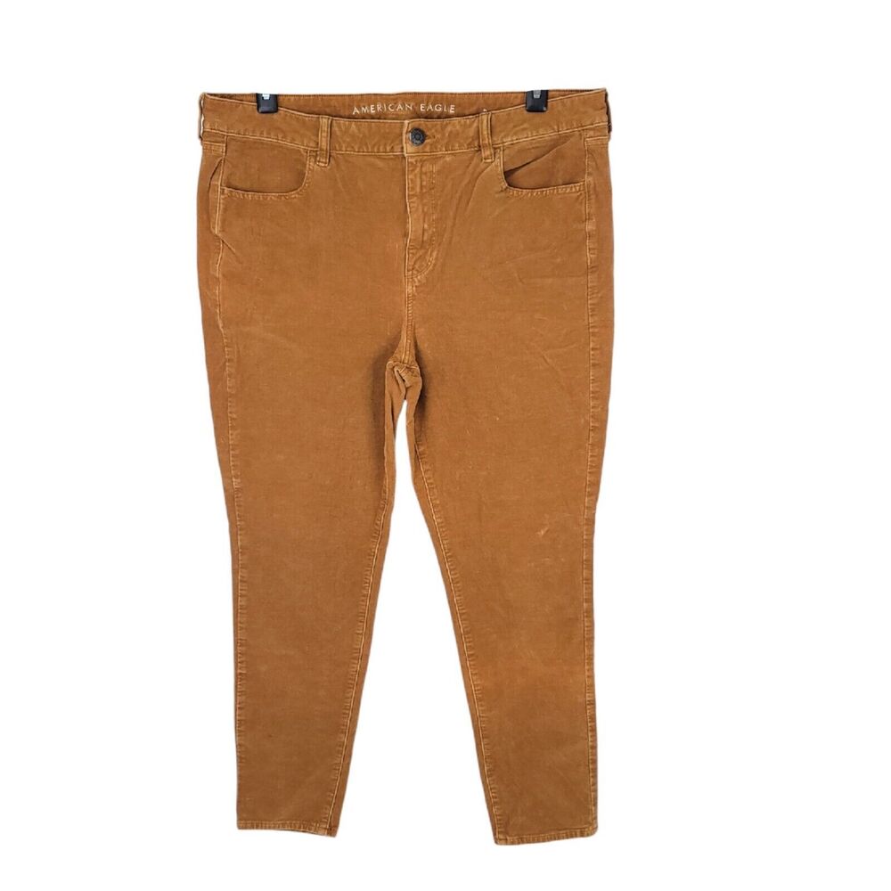 American Eagle Jeggings Womens 18 Corduroy High Rise Super Stretch Mustard Pants
